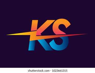 Letter KS logo with Lightning icon, letter combination Power Energy Logo design for Creative Power ideas, web, business and company.
