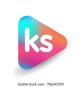 Letter KS logo in triangle shape and colorful background, letter combination logo design for business and company identity.
