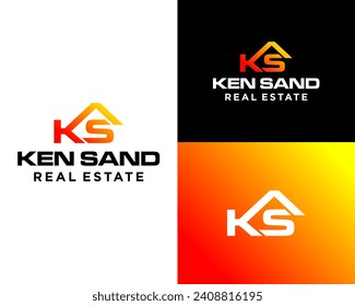 Letter KS monogram bold house property real estate logo design.