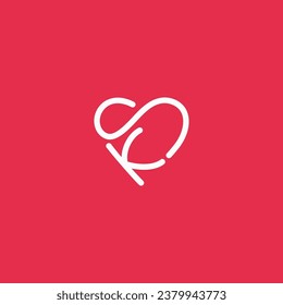 Letter KS SK love heart shape logo vector illustration