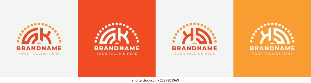 Letter KS and SK Sunrise  Logo Set, suitable for any business with KS or SK initials.