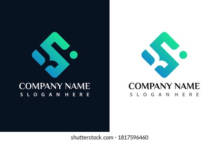 Letter K,S or I Square Round Monogram Logo Design Vector Illustration Template