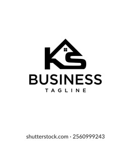 letter KS with symbol home real estate modern logo design