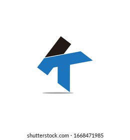 letter kt abstract simple geometric shadow symbol logo vector