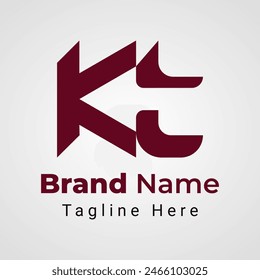 Letter Kt Arrow Logo, Combination logo of letter K and t that forms arrow or direction negative space