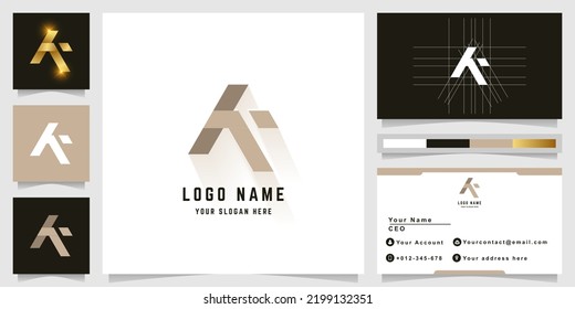 Letter KT or KA monogram logo with business card design