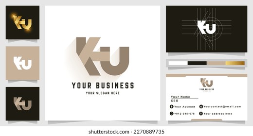 Letter KU or KN monogram logo with business card design