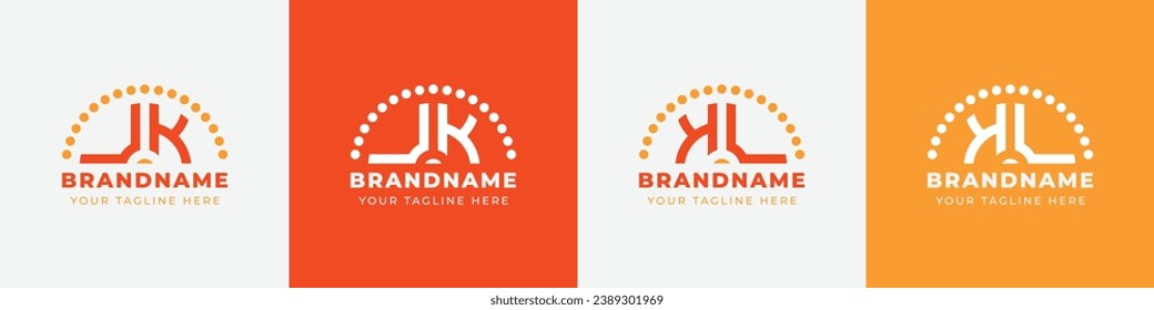 Letter KU and UK or KV and VK Sunrise  Logo Set, suitable for any business with KU, UK, KV, VK initials.