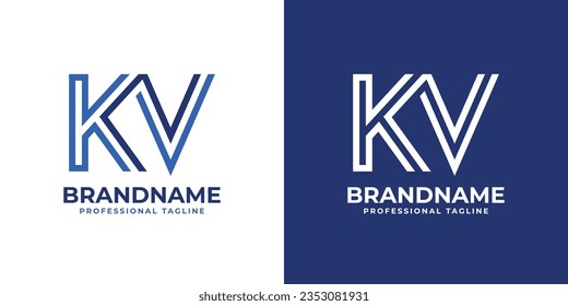 Letter KV Line Monogram Logo, suitable for business with KV or VK initials.