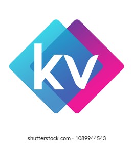Letter KV logo with colorful geometric shape, letter combination logo design for creative industry, web, business and company.