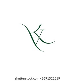 letra kv curvas simples linha fina logotipo vetor 