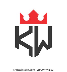 Letter KW Crown Logo. Crown on Letter KW Logo Design Template