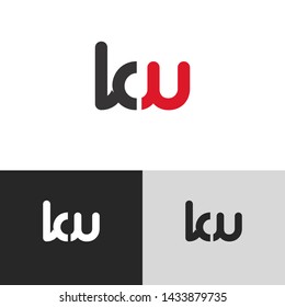 Letter kw linked lowercase logo design template elements. Red letter Isolated on black white grey background. Suitable for business, consulting group company.