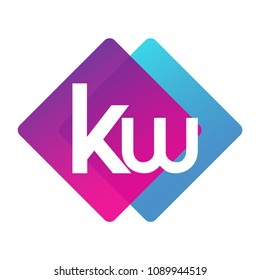 Letter KW logo with colorful geometric shape, letter combination logo design for creative industry, web, business and company.