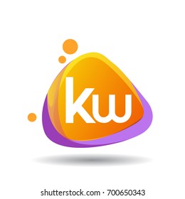 Letter KW logo in triangle splash and colorful background, letter combination logo design for creative industry, web, business and company.