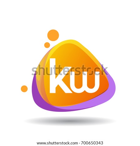 Letter KW logo in triangle splash and colorful background, letter combination logo design for creative industry, web, business and company.