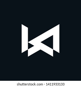 letter kw simple geometric line logo vector