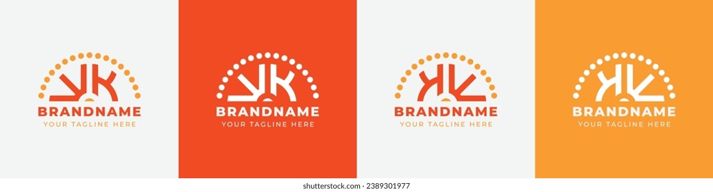 Letter KW and WK Sunrise  Logo Set, suitable for any business with KW or WK initials.