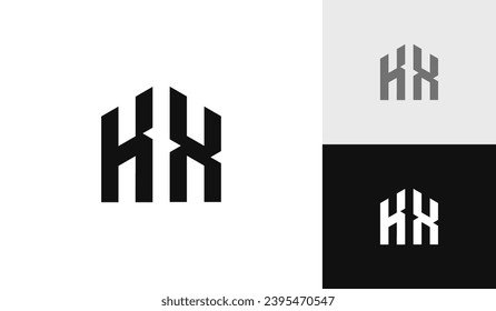 Letter KX initial with house shape logo design
