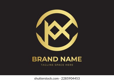 Letter KX logo combined with circle line, creative modern monogram logo style. KX creative logo design. KX lettermark circle logo design