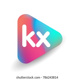 Letter KX logo in triangle shape and colorful background, letter combination logo design for business and company identity.
