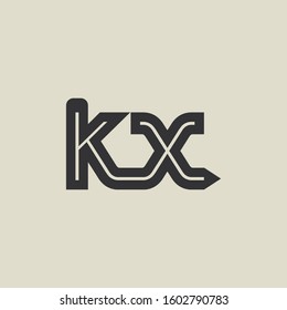 Letter KX pencil shape logo design. Link icon in flat style isolated on grey background. Graphic alphabet symbol for your corporate business identity, website, app, UI. Arts logo design inspiration.