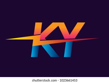 Letter KY logo with Lightning icon, letter combination Power Energy Logo design for Creative Power ideas, web, business and company.