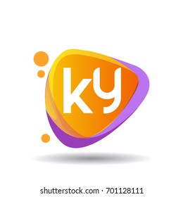 Letter KY logo in triangle splash and colorful background, letter combination logo design for creative industry, web, business and company.