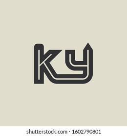 Letter KY pencil shape logo design. Link icon in flat style isolated on grey background. Graphic alphabet symbol for your corporate business identity, website, app, UI. Arts logo design inspiration.