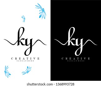 letter ky, yk initial handwriting logo template design vector