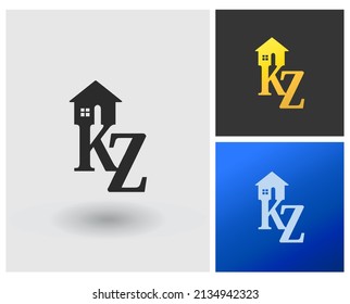Buchstabe KZ auf Basis innovativer Logo-Symbole Design in Farbverlauf-Farben. Berufliche Idee für Logovorlagen