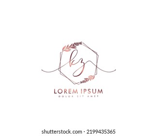 Letter KZ Initial handwriting logo with signature and hand drawn style.