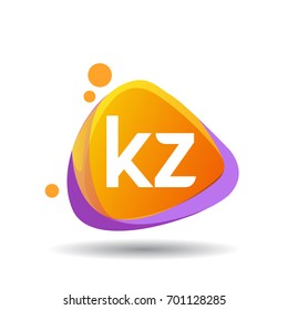 Letter KZ logo in triangle splash and colorful background, letter combination logo design for creative industry, web, business and company.