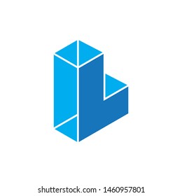 letter l 3d geometric logo vector