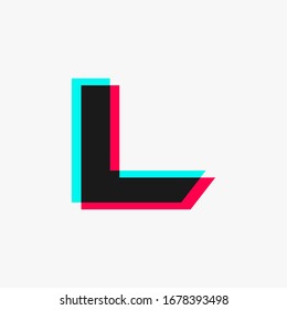 letter L with 3d glitch effect