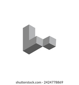 Buchstabe L 3D-Farbverlauf Schatten Slice Block Logo Vektor 