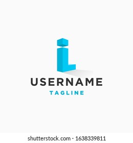 letter i l 3d logo design inspiration . 3d L logo design template . I L perspective logo icon