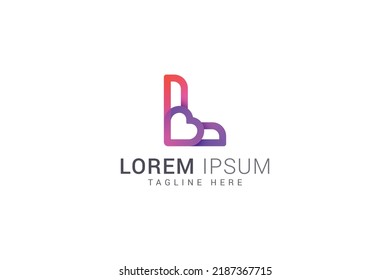 Letter L 3d modern love logo