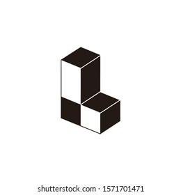 letter l 3d shadow shape logo vector