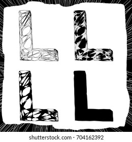 Letter L. 3d and silhouette constructive concept.