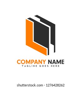 letter L and abstract flat box, logo design illustration for industry and business, modern flat color logo, vector logo template