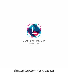 Letter L Abstract Logo Design Template. Colorful Overlay Vector Illustration