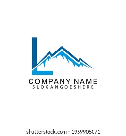 Letter L with Abstract Mountain Logo Vector Template Design