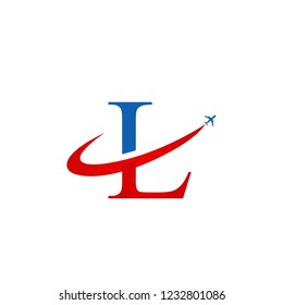 letter with L aeroplane vector Red and Blue