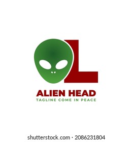 Letter L Alien Head Vector Logo Design