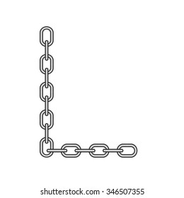 The letter L, in the alphabet chain set black and white color isolated on white background