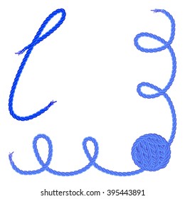 Letter L - Alphabet, font vector - yarn, rope, cable - For handmade products.