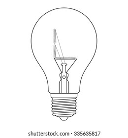 The letter L, in the alphabet Incandescent light bulb set outline style black and white color isolated on white background
