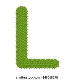 Letter L, Alphabet Letters Made of Four Leaf Clover Isolated on White Background 