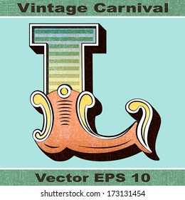 The Letter L of an Alphabet Sit of Vintage, Carnival, Circus, Funfair, Fishtail Letters and Numbers.